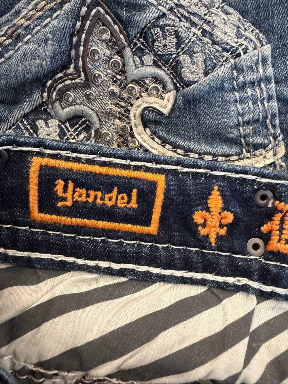 New Rock Revival Yandel Faded Indigo Denim Skinny Jeans Mid Rise Western Rodeo - Picture 12 of 16